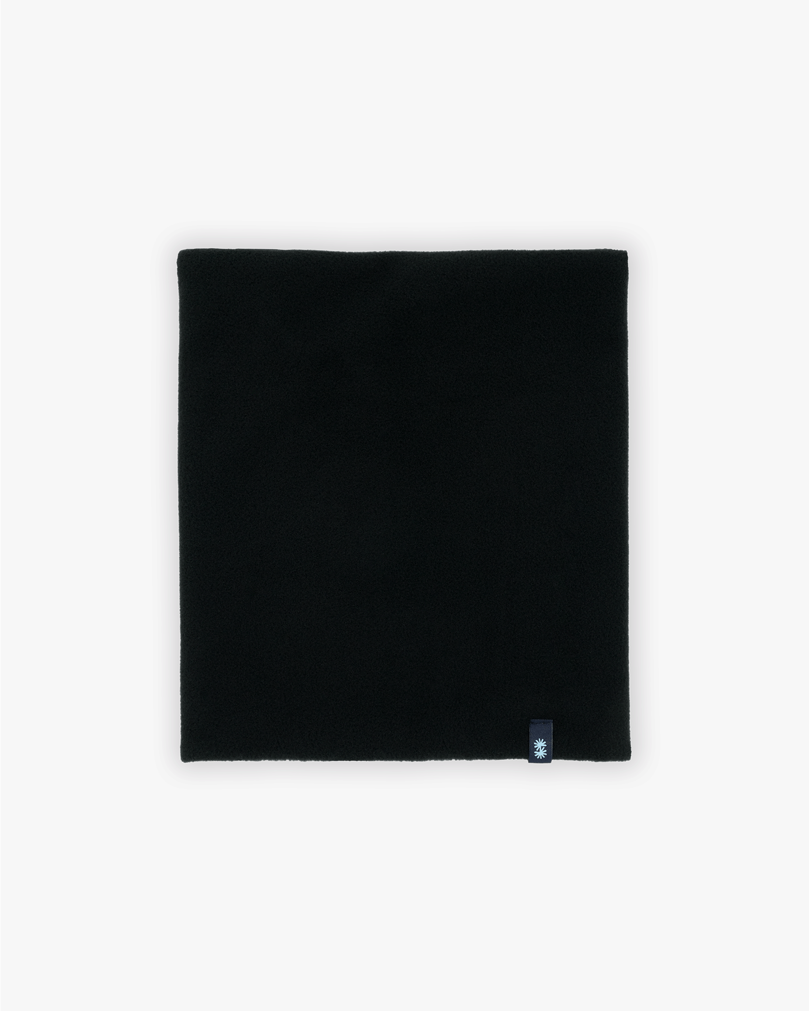 Inside view of a double layer neck warmer with black fleece lining and black CTW logo woven label