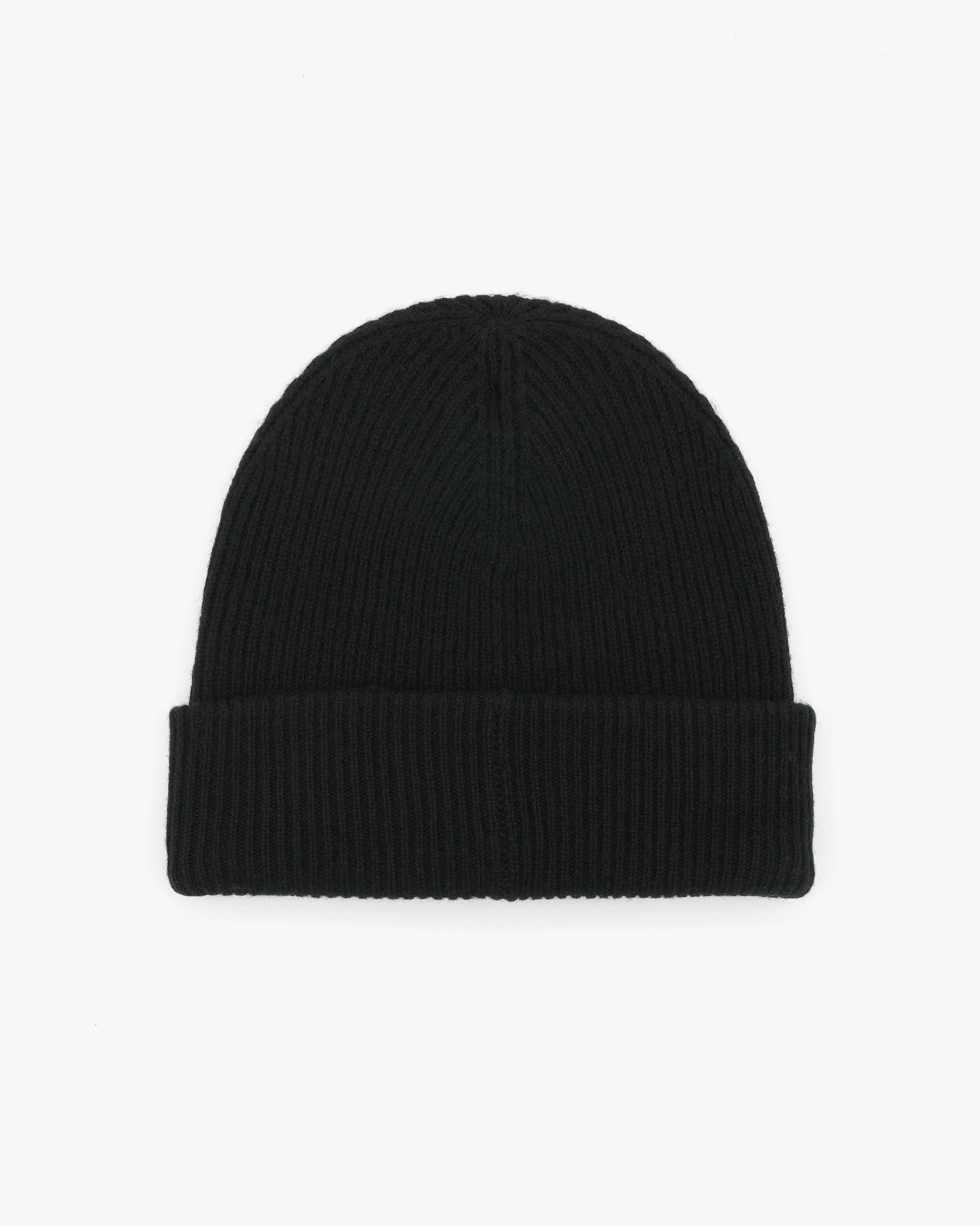 Black cashmere merino wool beanie with black woven label back