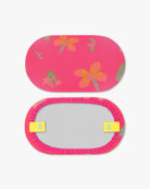 Goggle cover with hot pink floral print front and back view