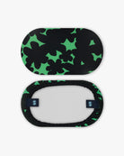 Goggle cover with green and black floral print