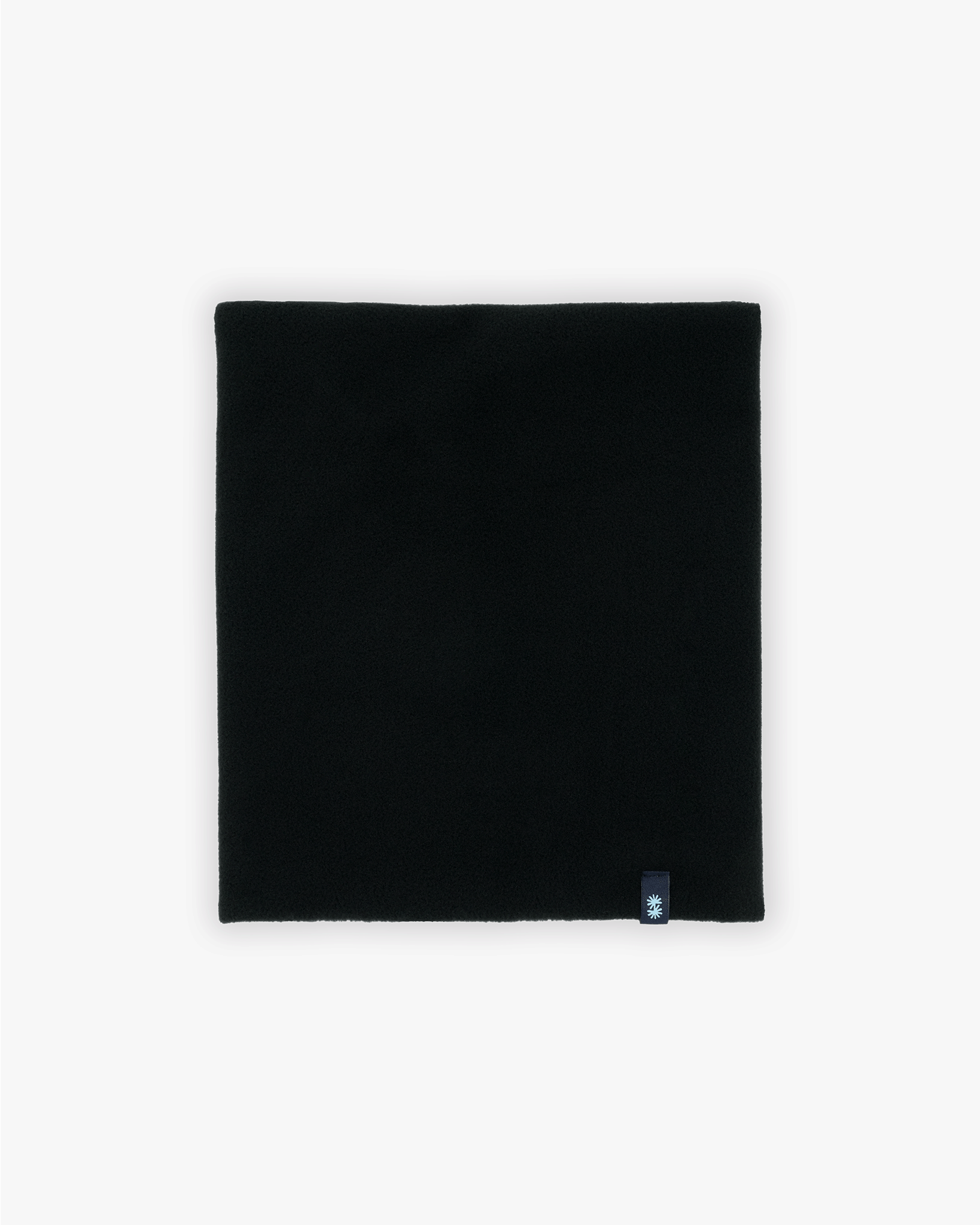 Inside view of a double layer neck warmer with black fleece lining and black CTW logo woven label